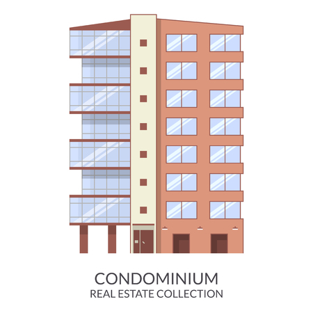 Condominium building, real estate sign in flat style. Vector illustrationのイラスト素材