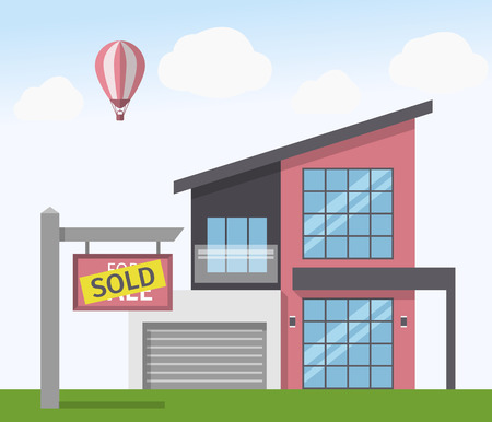 House Sold sign. Vector illustration in flat styleのイラスト素材