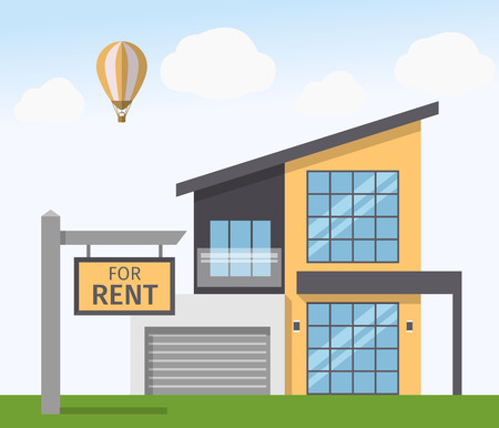 House for Rent sign. Vector illustration in flat styleのイラスト素材