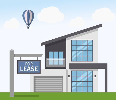 House for Lease sign. Vector illustration in flat styleのイラスト素材