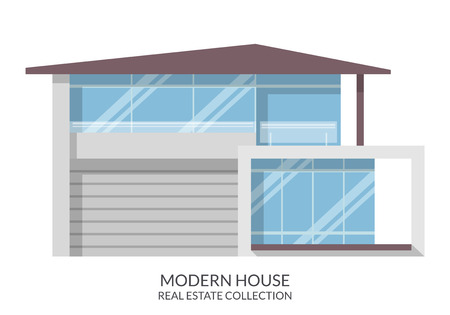 Modern house, real estate sign in flat style. Vector illustrationのイラスト素材