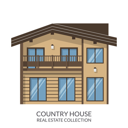 Country house, real estate sign in flat style. Vector illustrationのイラスト素材