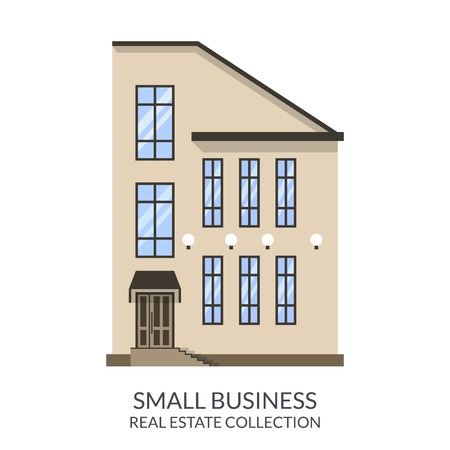 Small business building, real estate sign in flat style. Vector illustrationのイラスト素材
