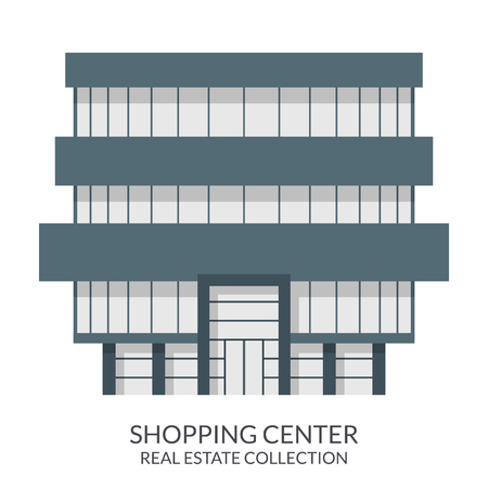 Shopping center building, real estate sign in flat style. Vector illustrationのイラスト素材