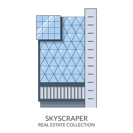 Skyscraper, real estate sign in flat style. Vector illustrationのイラスト素材