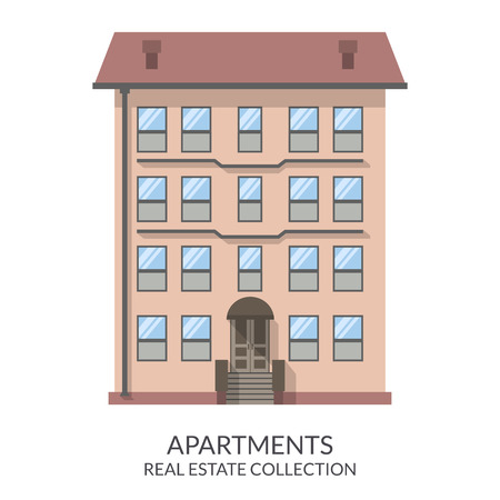 Apartments building, real estate sign in flat style. Vector illustration