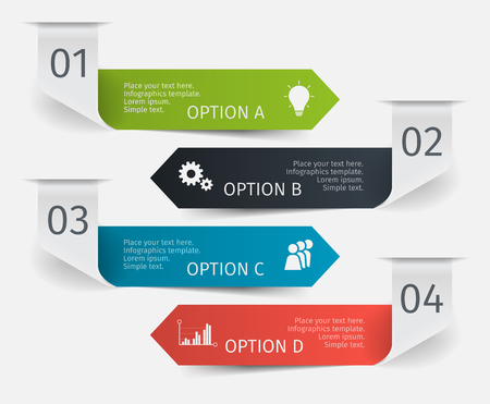 Modern colorful infographic arrows set. Template for presentation, chart, graph. Vector illustrationのイラスト素材