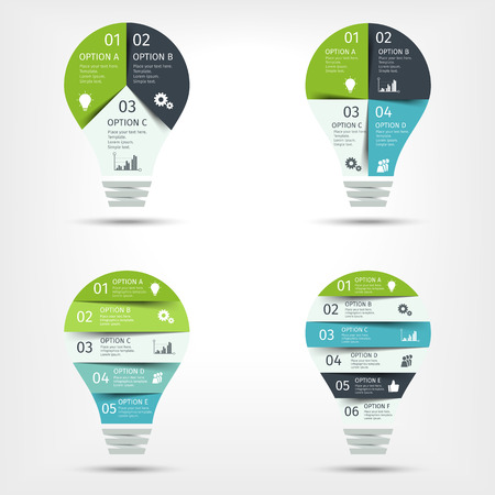 Modern light bulb infographic set. Template for presentation, chart, graph. Vector illustrationのイラスト素材
