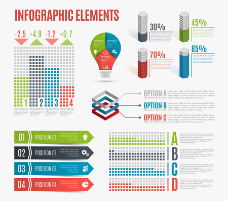 Set of business colorful infographic elements. Template for presentation, chart, graph. Vector illustrationのイラスト素材
