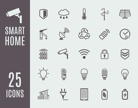 Smart home thin line icon set. Automation control systems. Vector illustration.のイラスト素材