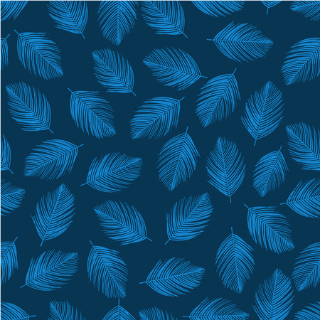 Tropical blue palm tree leaves in a seamless pattern.のイラスト素材