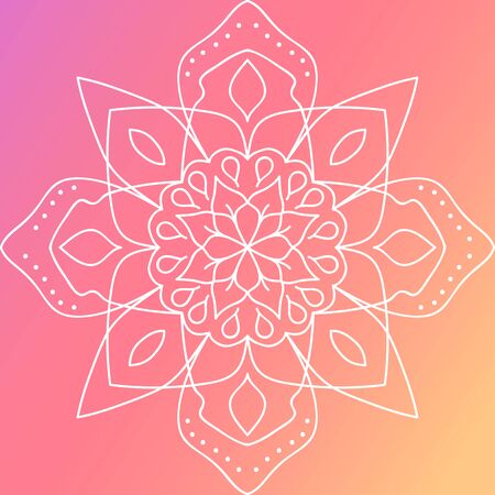 Bright Floral Round Pattern. Flourish Ethnic Mandala Ornament. Symmetric Ornate Tracery.のイラスト素材
