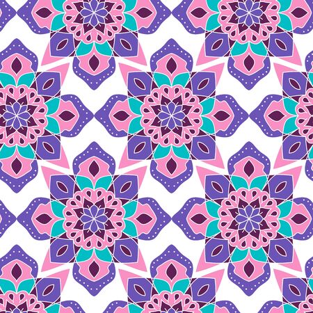 Seamless pattern. Decorative pattern with mandalas in beautiful colors. Vector backgroundの写真素材