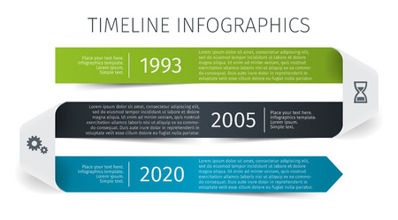 Modern colorful template business concept timeline ribbon arrow. Infographics layout with 3 steps, parts, options, stages, for presentation.のイラスト素材