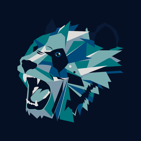 Vector illustration of geometric roar bear panda on dark backgroundのイラスト素材