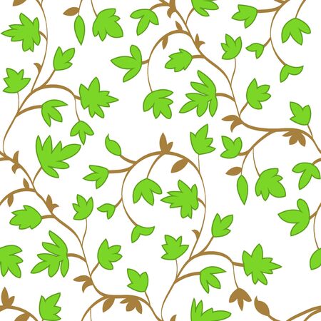 Seamless floral pattern with branches and leaves in summer style, abstract texture, endless background. Vector illustrationのイラスト素材