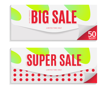 Big and Super Sale banner template design, red text on envelope background. Vector illustration.のイラスト素材