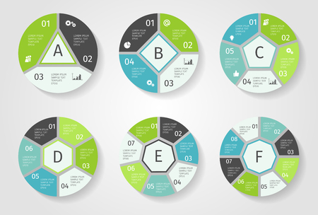 Vector circle arrows for infographic. Template for cycling diagram, graph, presentation and round chart. Business concept with 3 4 5 6 7 8 options, parts, steps or processesのイラスト素材