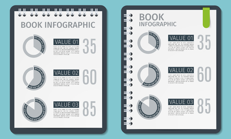 Brochure or book with springs business infographic template. Template for presentation, chart, graph. Vector illustration.のイラスト素材