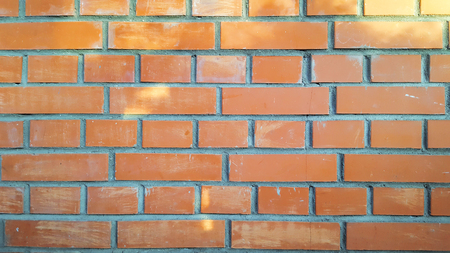 Beautiful flat wall of red brick, texture or backgroundの写真素材
