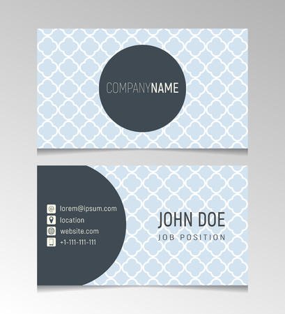 Simple light blue business card template with geometric pattern vector illustration.のイラスト素材