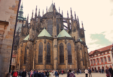 Czech Republic, Prague - September 21, 2017: St. Vitus Cathedral in Prague Tourists sightseeingのeditorial素材