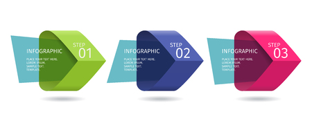 Infographic arrows with 3 step up options and glass elements. Vector template in flat design styleのイラスト素材