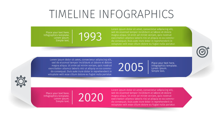 Modern colorful template business concept timeline ribbon arrow. Infographics layout with 3 steps, parts, options, stages, for presentation.の写真素材