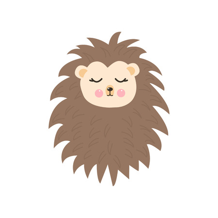 Cute cartoon animal character lovely sweet hedgehog sleepy. Vector isolated on white backgroundのイラスト素材
