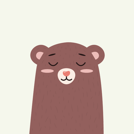 Bear face drawing as vector for baby tee print. Vector illustration for greeting card, kids cards for birthday poster or banner, cartoon invitation. Isolatedのイラスト素材