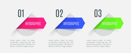 Infographic arrows with 3 step up options and glass elements. Vector template in flat design styleのイラスト素材