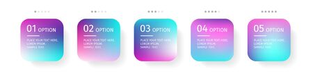 Purple gradient banners with shadows. Business Infographic vector template with 5 steps or options for presentation, web design, workflow layout.のイラスト素材