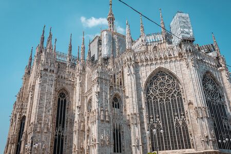 Duomo of Milan, Milan Cathedral, Italy. The main Milan landmark. Gothic architecture.の写真素材