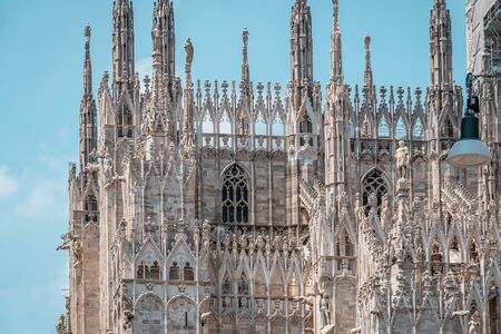 Duomo of Milan, Milan Cathedral, Italy. The main Milan landmark. Gothic architecture.の写真素材