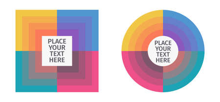 Square and circle banner business infographic template. Template for presentation, chart, graph. Vector illustration in gradient pastel colors.のイラスト素材