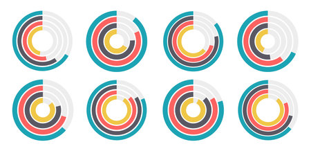Circle graph template. Vector illustration for workflow layout, diagram, number options, web design. Vector business infographic template for report, presentation in trendy pastel colorsのイラスト素材