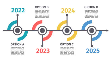 Timeline infographics design with arrows, workflow or process diagram, flowchart, vector illustration in vintage pastel colorsのイラスト素材