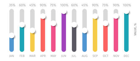 Bar graph template. Vector illustration for workflow layout, diagram, number options, web design. Vector business infographic template for report, presentation in trendy pastel colorsのイラスト素材
