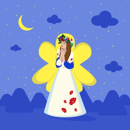 The girl shines, thinks sweetly and dreams.のイラスト素材