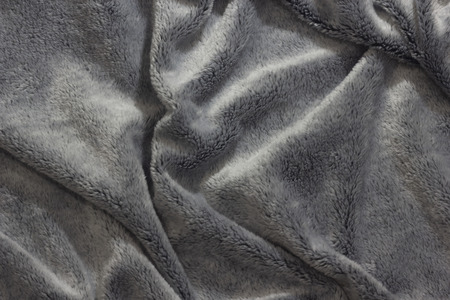 Gray fur fabric blanketの写真素材