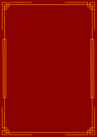 Chinese new year festival style red background with gold border frameのイラスト素材