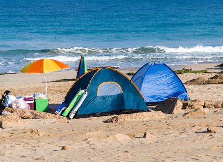 Picnic tents along the coast.の写真素材