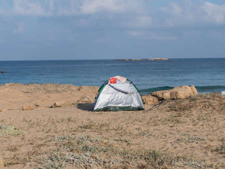 Picnic tents along the coast.の写真素材