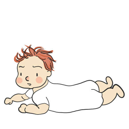 Illustration of toddler in prone position.のイラスト素材
