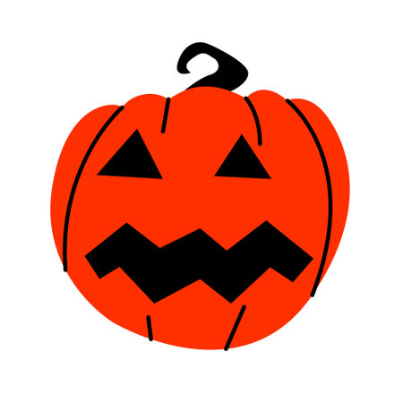 Halloween pumpkin with scary face on whiteのイラスト素材