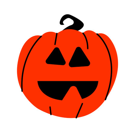 Halloween pumpkin with scary face on whiteのイラスト素材