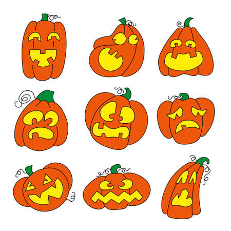 Set pumpkins for Halloween. vector illustrations.のイラスト素材