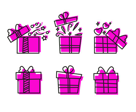 Gift Box icon set, isolated on white background. vector illustration.のイラスト素材