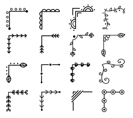 Hand Drawn Doodle Book Corners. vector illustrationsのイラスト素材