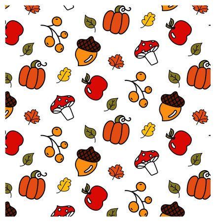 Vector seamless pattern with Autumnのイラスト素材